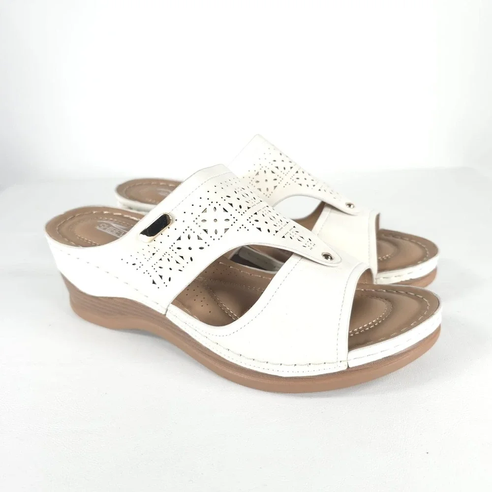 SHIBEVER NWOT Low Comfortable Wedge Sandal Open‎ Toe Slip On Size 42 US 11